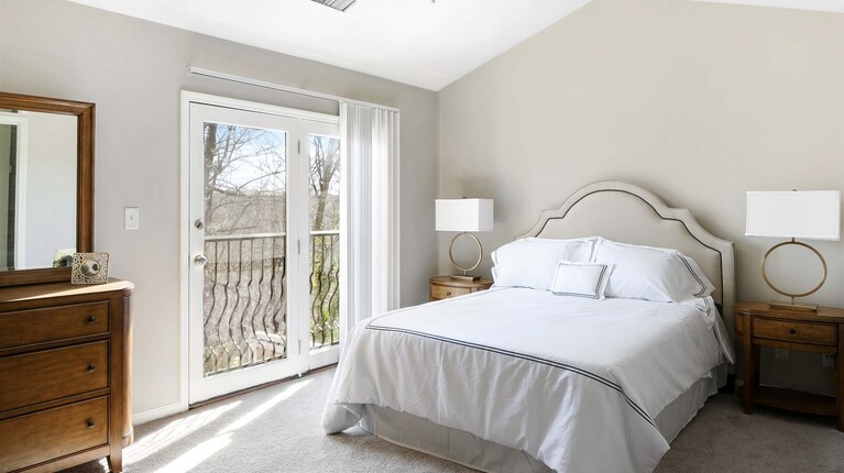 Bright Primary Bedroom with Vaulted Ceiling