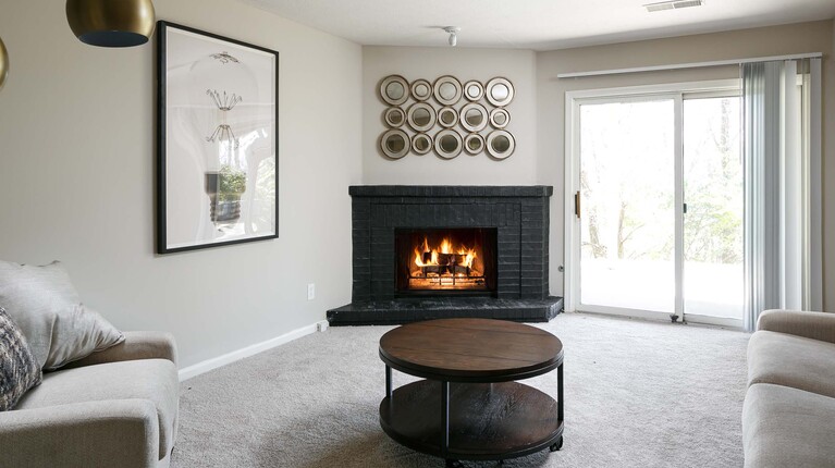 Basement Living Room with Gas Fireplace