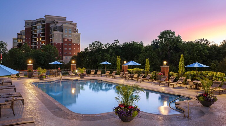 Resort-Inspired Pool at Dusk